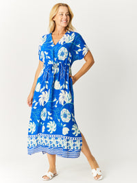 Border Kimono Dress - Royal -32648