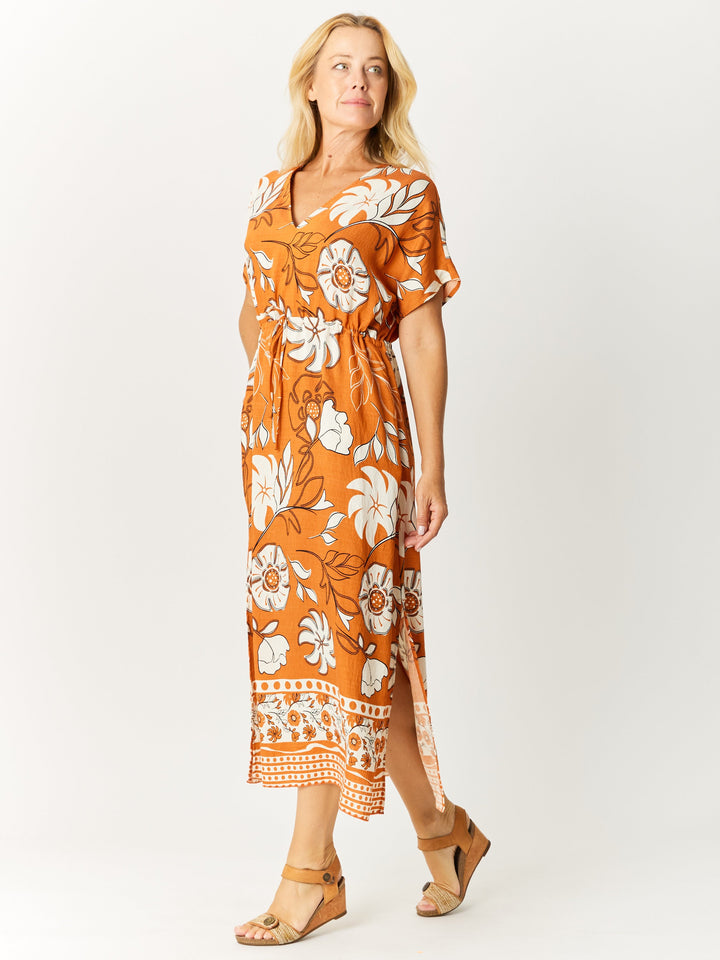 Border Kimono Dress - Toffee -32648