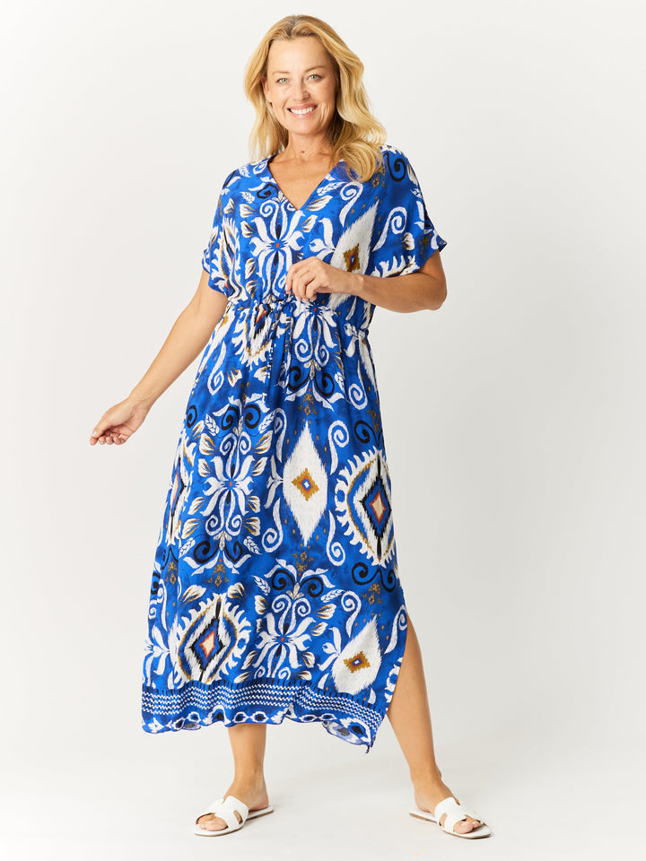 Kimono Rayon Dress - Royal - 32649