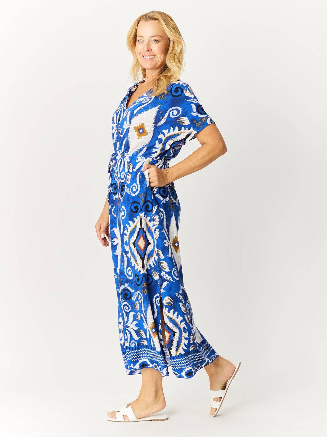 Kimono Rayon Dress - Royal - 32649