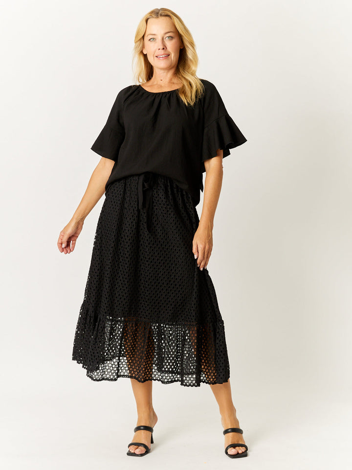 Core On Off Shoulder Top - Black- 32582