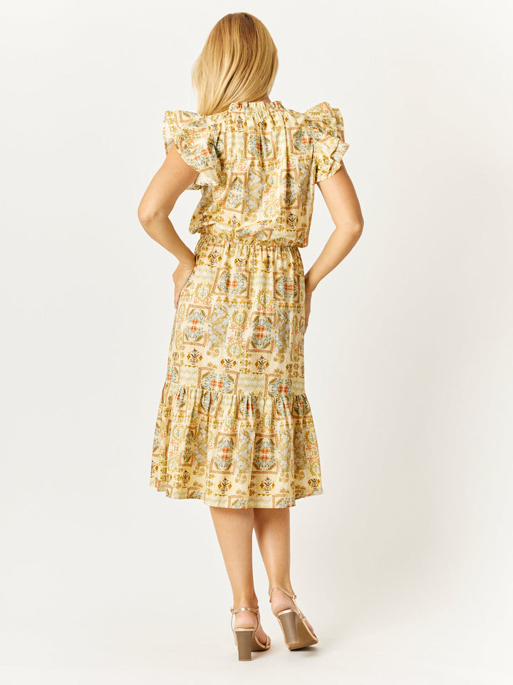 Flower Market Print Dress - Lemon - 32659