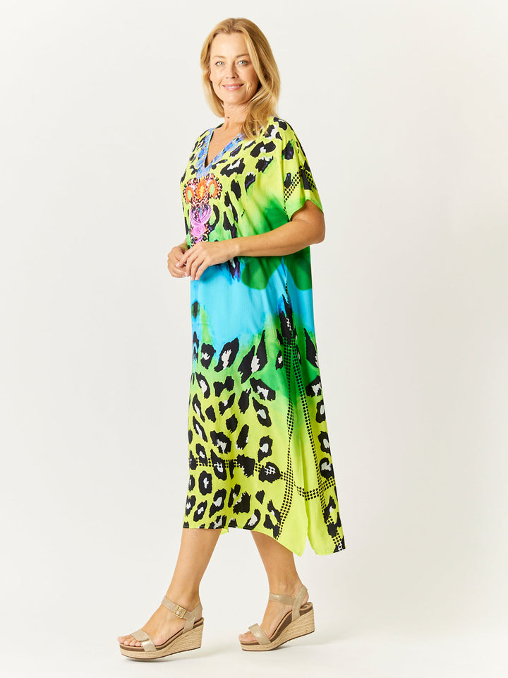 Classic Kimono Maxi- Lime -32690