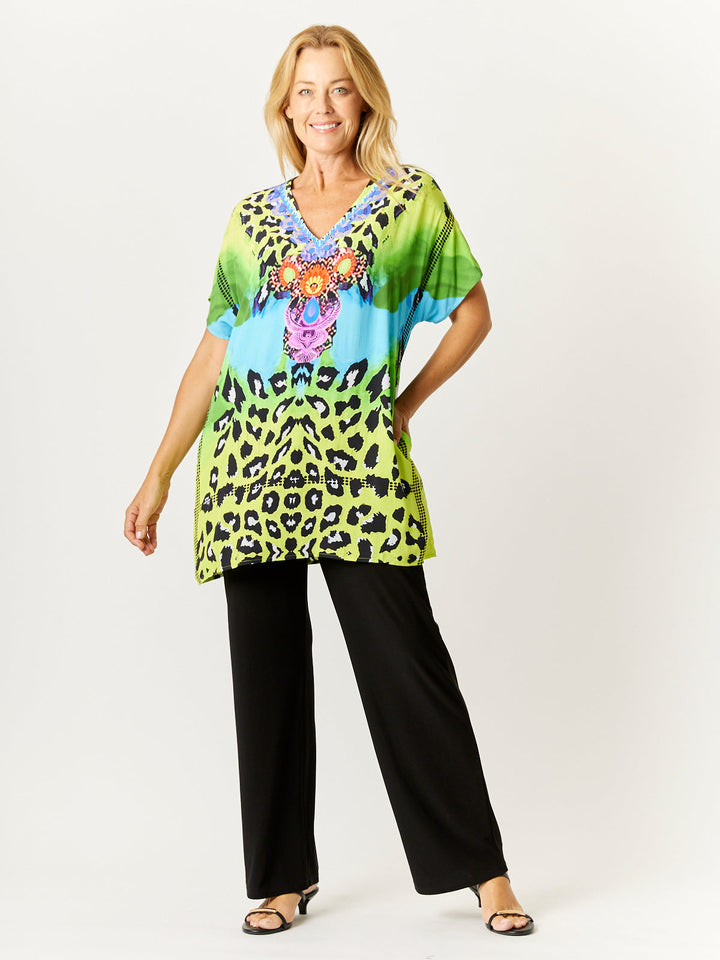 Kimono Placement Top - Lime -32691