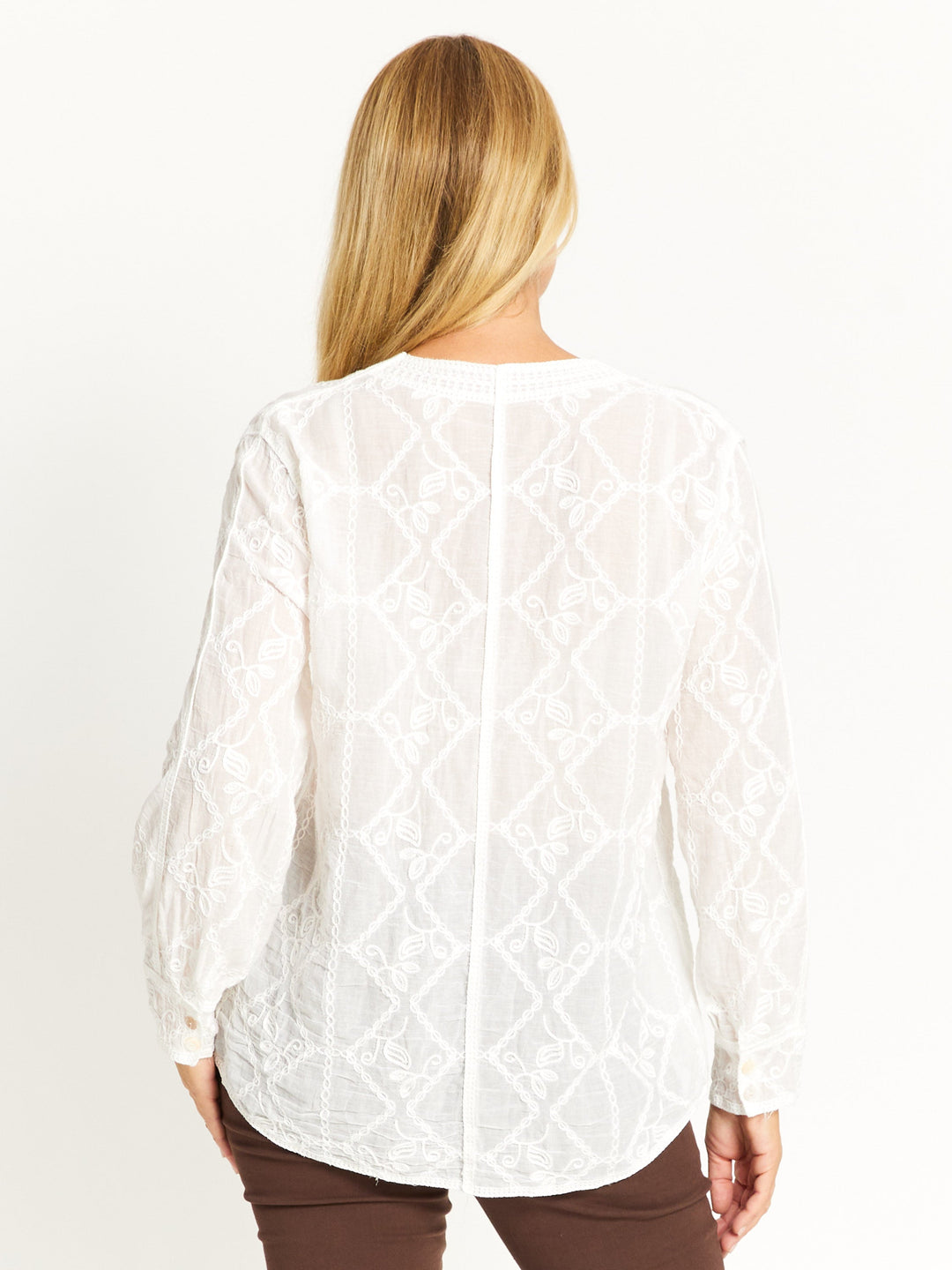 Emily Embroidered Shirt - White - 32703