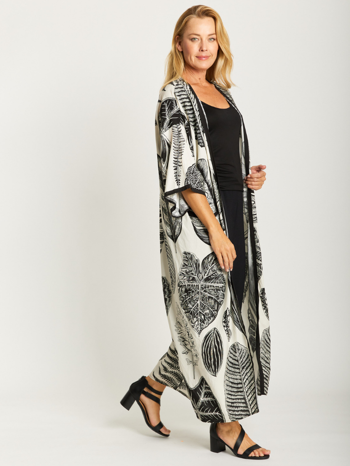 Kimono Jacket - Beige/Black - 32705
