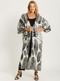 Kimono Jacket - Beige/Black - 32705