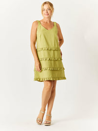 Luna Linen Tier Dress - Butterscotch - 32717