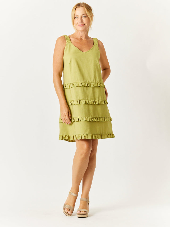 Luna Linen Tier Dress - Butterscotch - 32717
