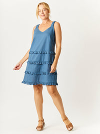 Luna Linen Tier Dress - Ink - 32717