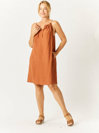 Tye Neck Shift Dress - Rust - 32719