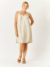 Tye Neck Shift Dress - Sand - 32719