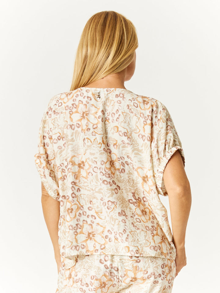 Box Print Top - Beige - 32722