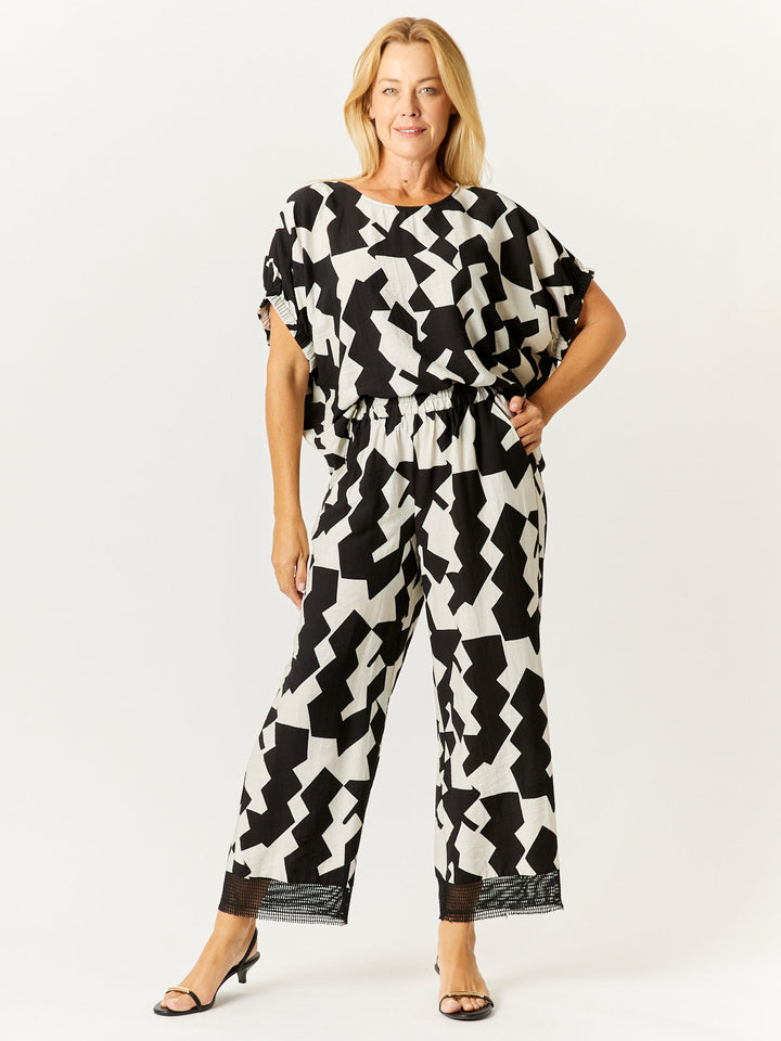 Box Print Top - Black/White - 32722