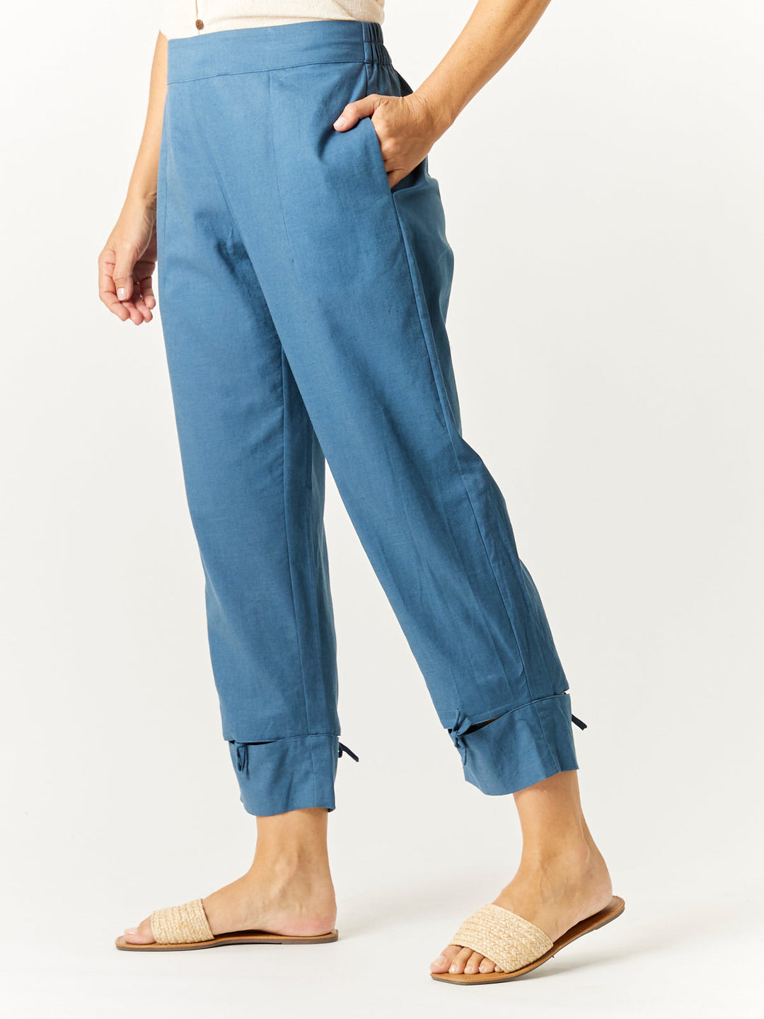 Luna Linen Split Cuff Pant - Ink - 32728