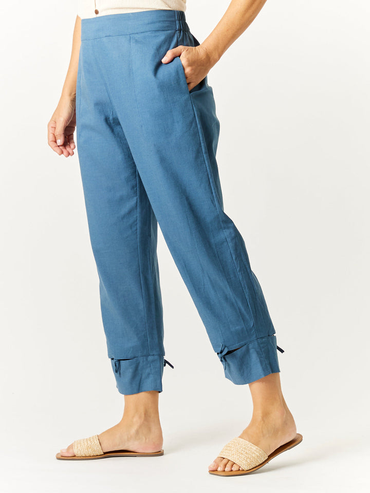 Luna Linen Split Cuff Pant - Ink - 32728