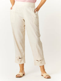 Luna Linen Split Cuff Pant - Oatmeal - 32728