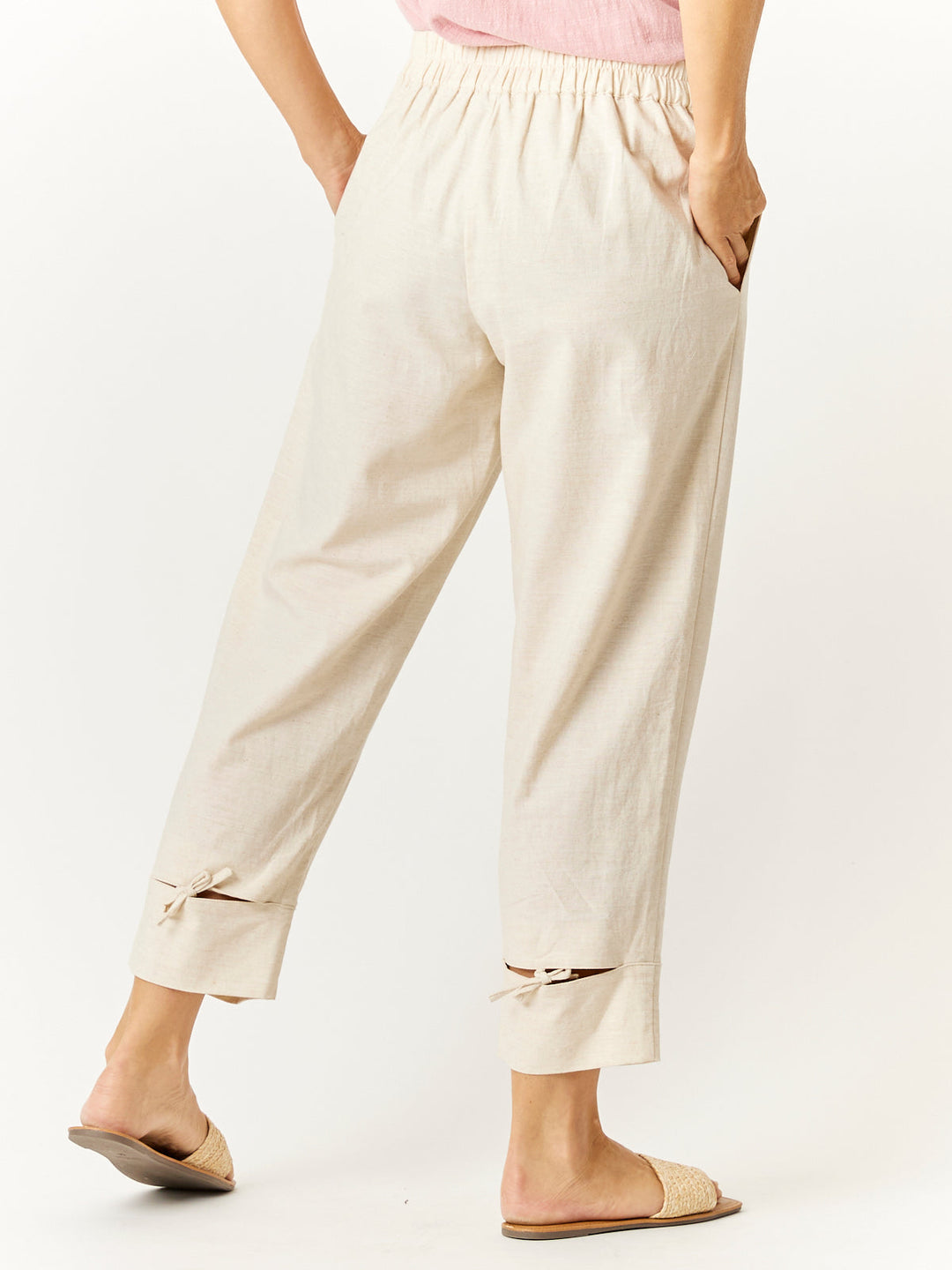 Luna Linen Split Cuff Pant - Oatmeal - 32728