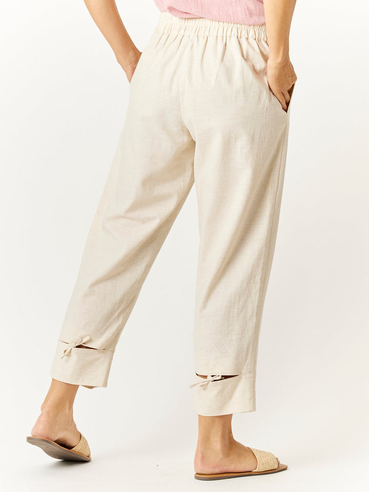 Luna Linen Split Cuff Pant - Oatmeal - 32728