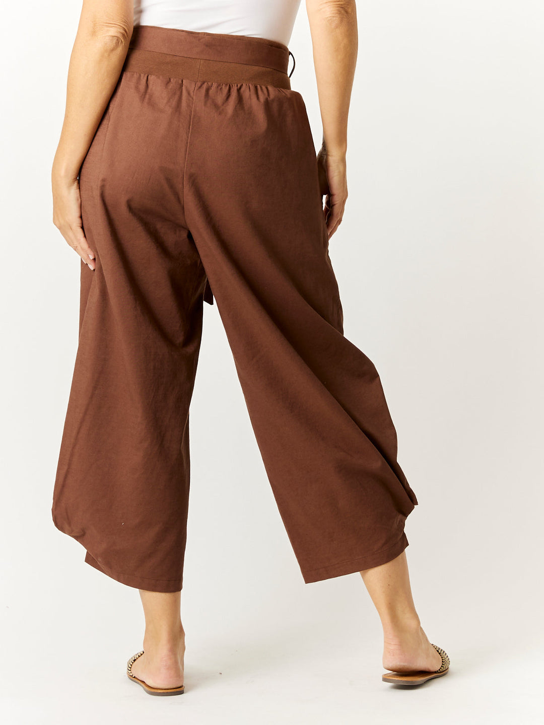 Soft Waist Panel Crop Pant - Mocha- 32729