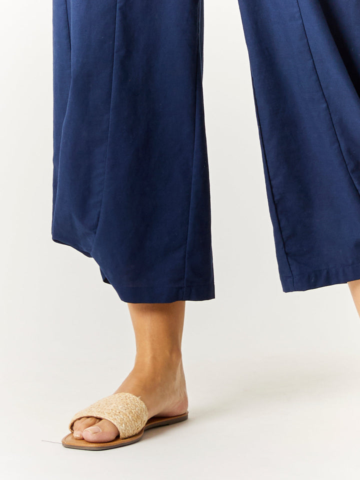 Soft Waist Panel Crop Pant - Navy - 32729