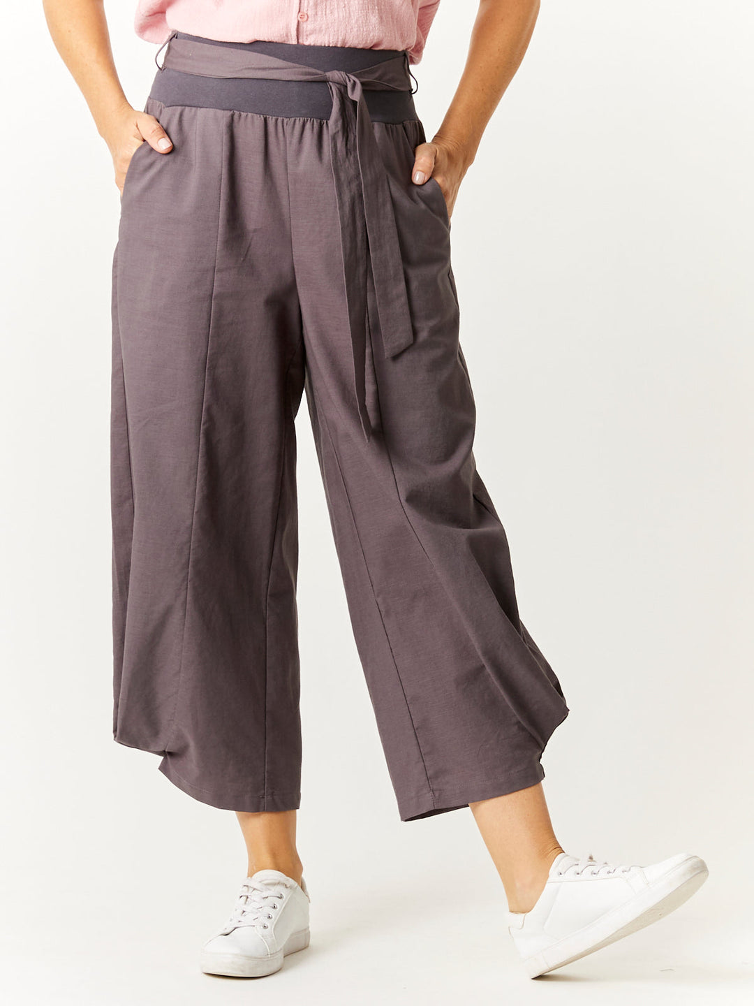 Soft Waist Panel Crop Pant - Steel - 32729