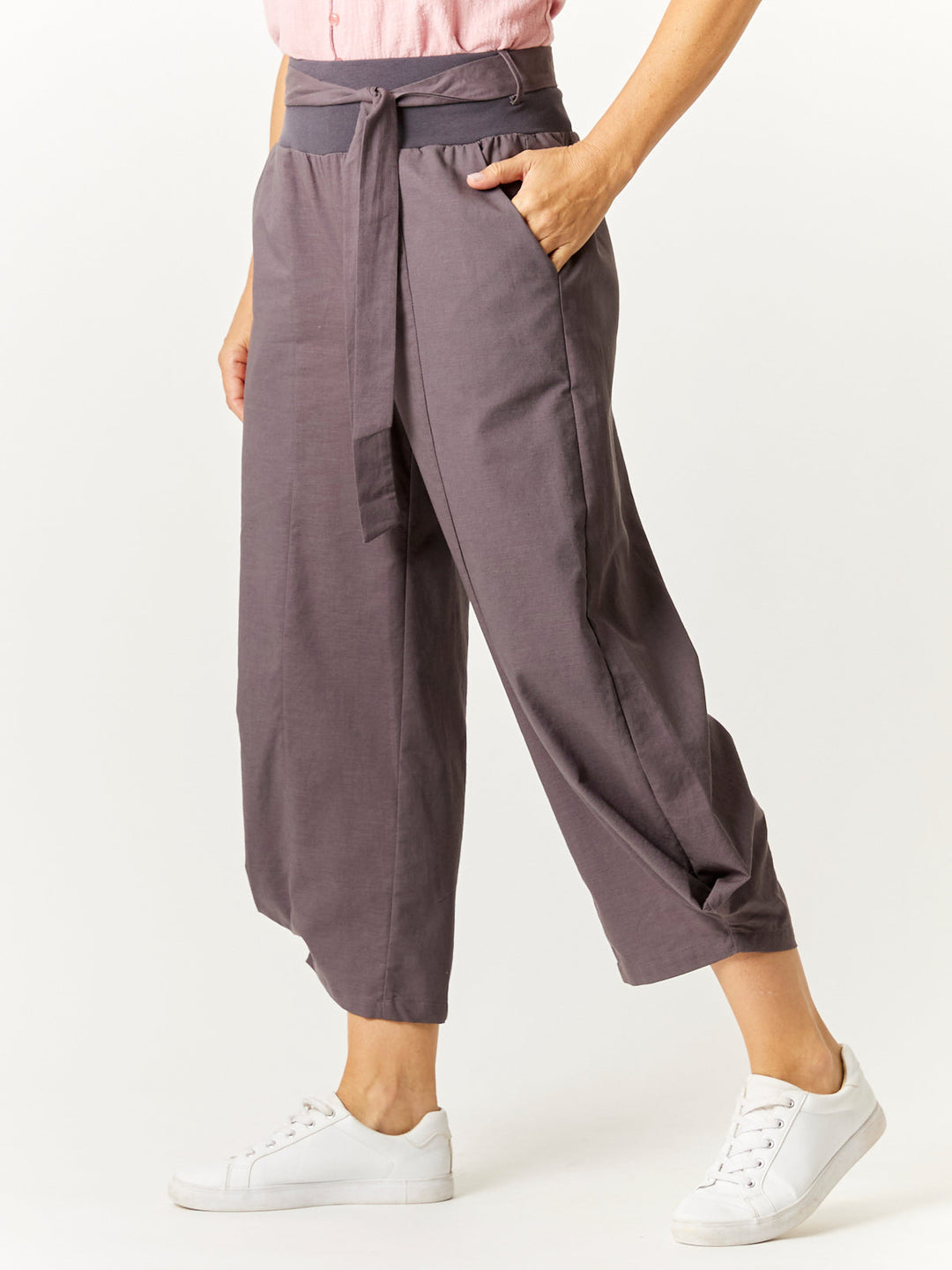 Soft Waist Panel Crop Pant - Steel - 32729