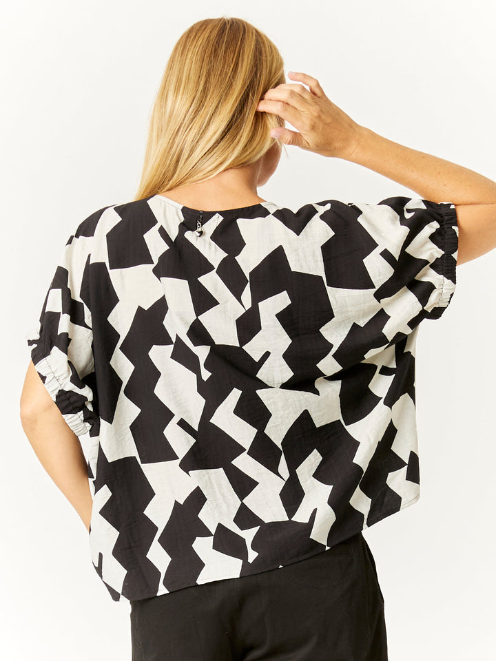 Box Print Top - Black/White - 32722