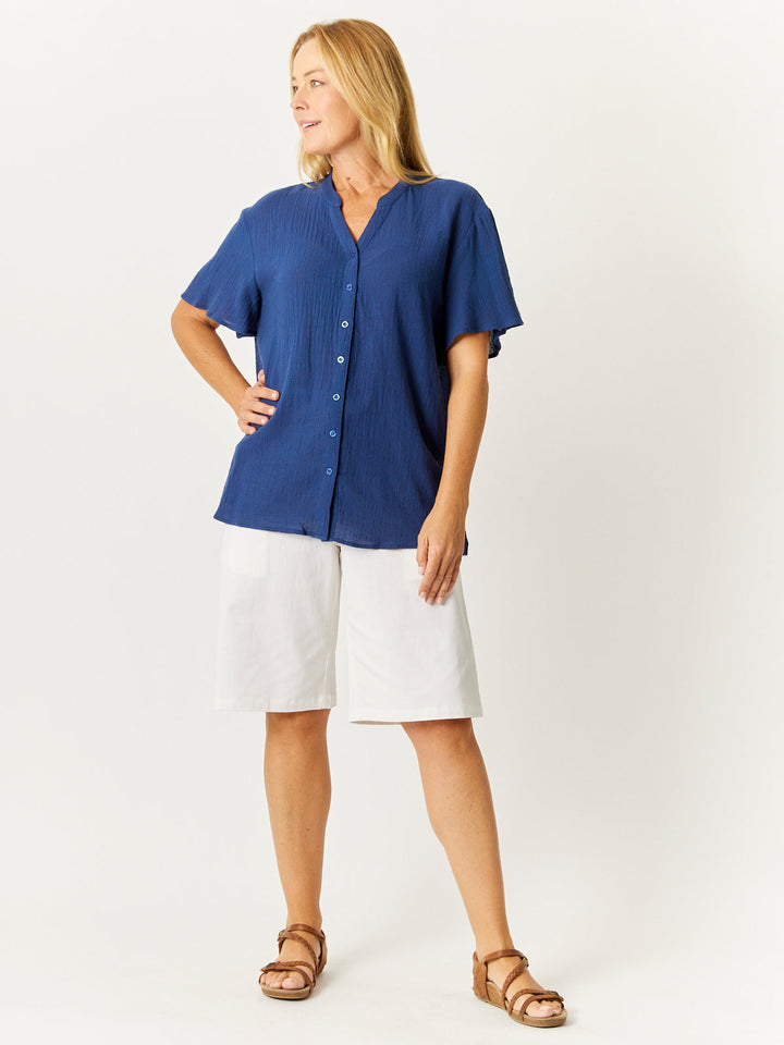Nehru Flutter Shirt - Navy - 32769