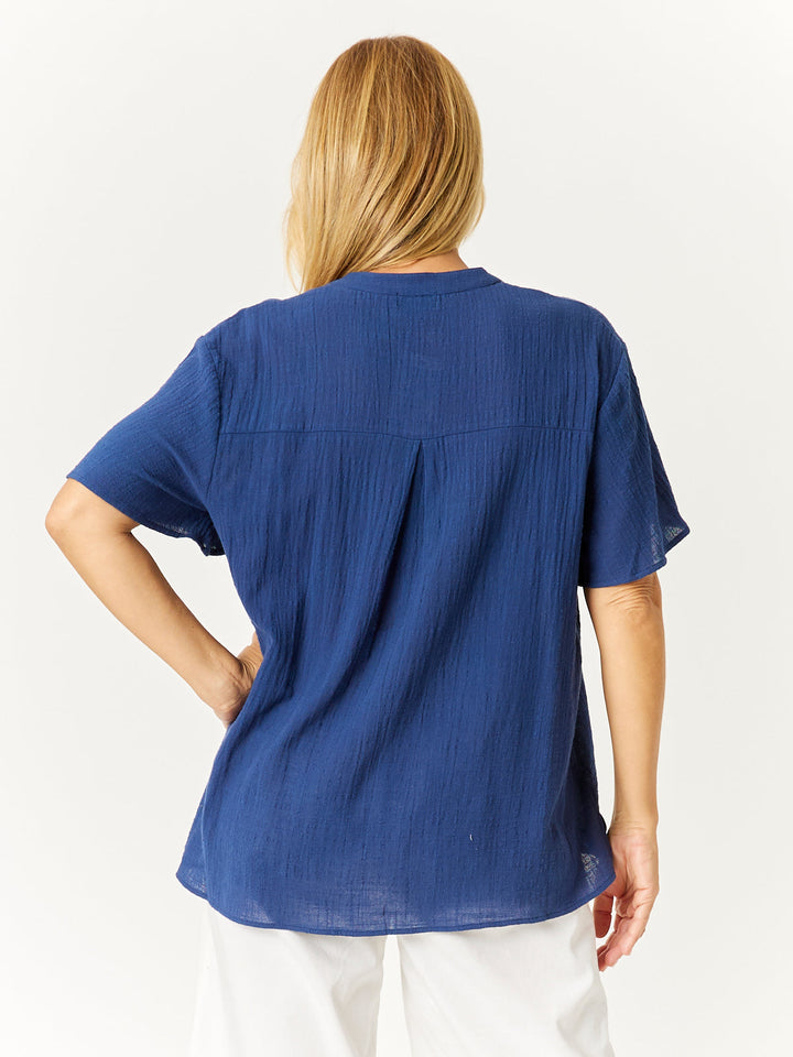 Nehru Flutter Shirt - Navy - 32769