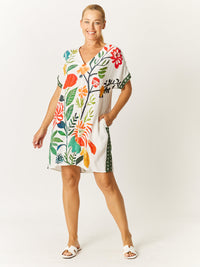 Kimono Shift Dress - Floral Print - 32746