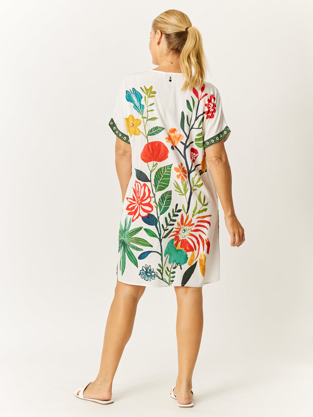 Kimono Shift Dress - Floral Print - 32746