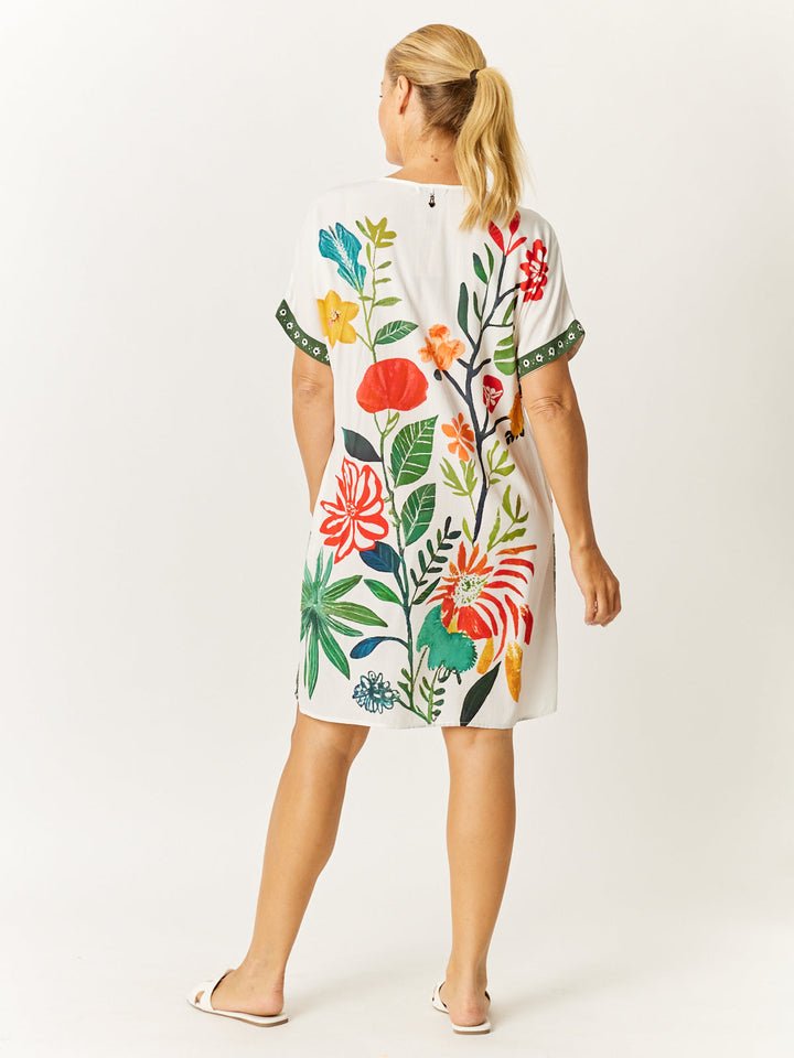 Kimono Shift Dress - Floral Print - 32746