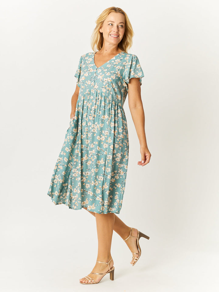 Flounce Rayon Dress - Duck Egg Blue - 32749