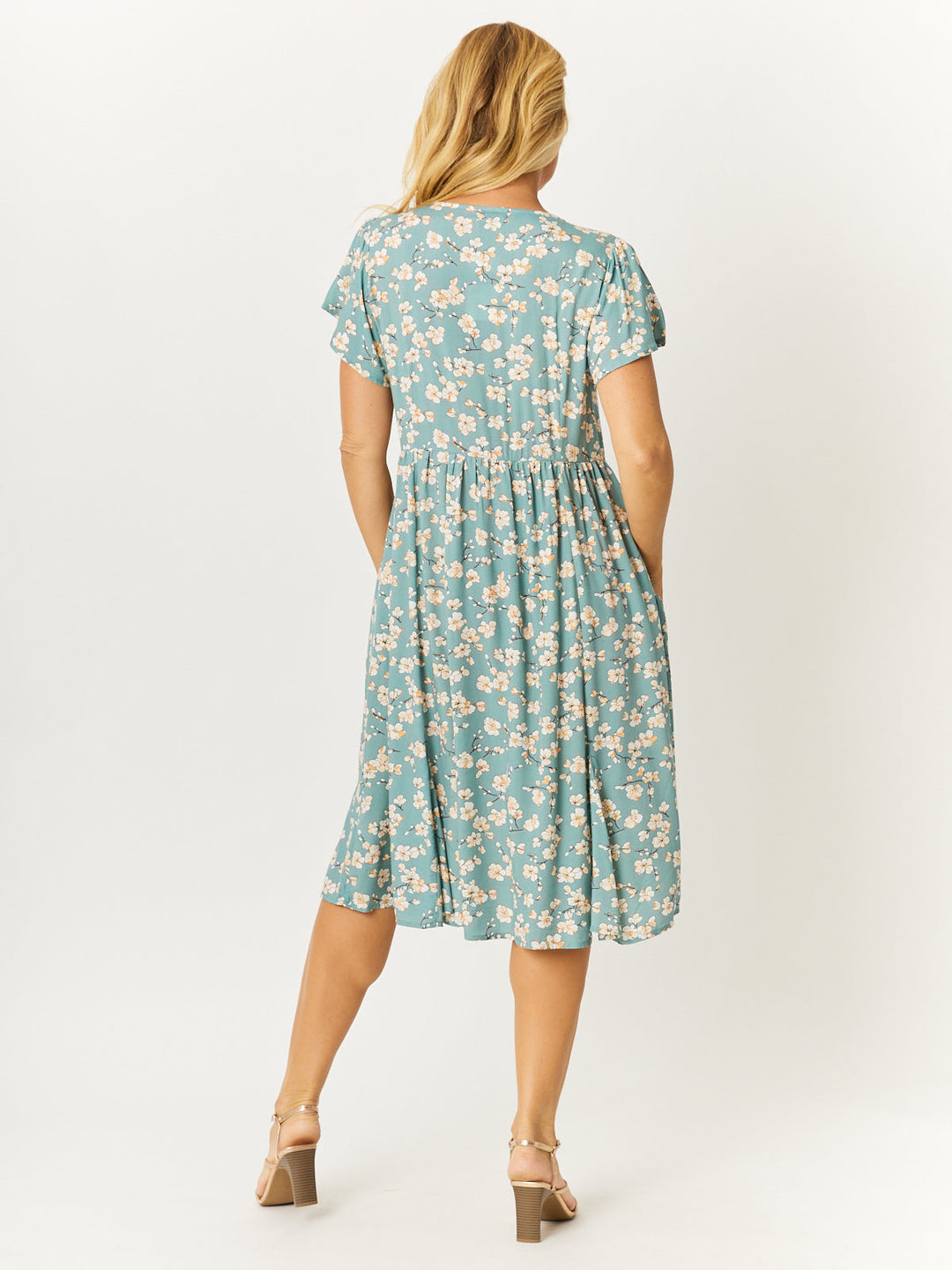 Flounce Rayon Dress - Duck Egg Blue - 32749