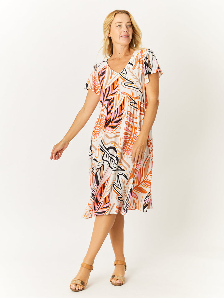 Flounce Rayon Dress - Pink - 32749