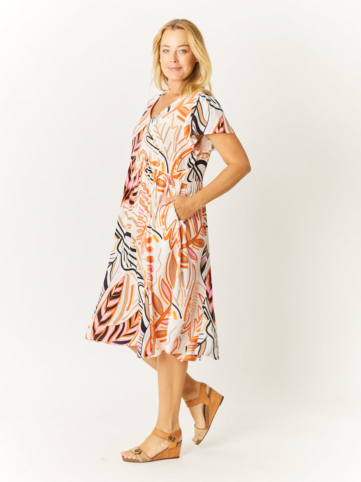 Flounce Rayon Dress - Pink - 32749
