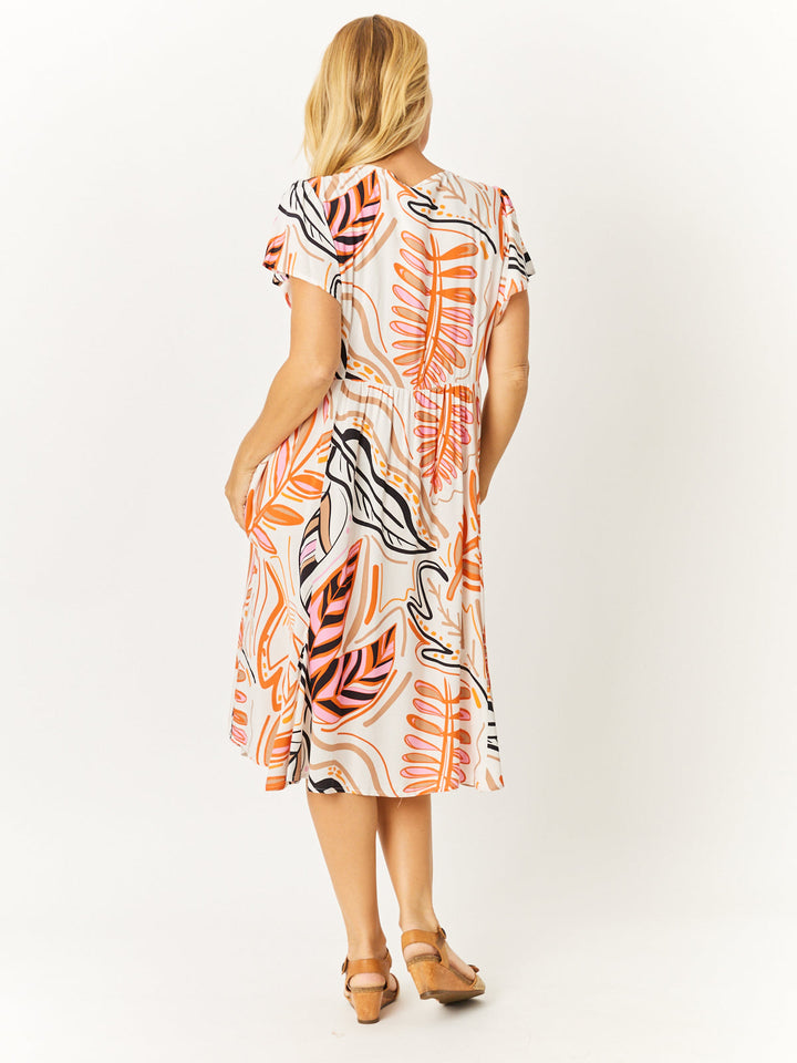 Flounce Rayon Dress - Pink - 32749