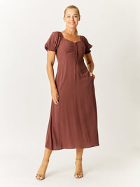 Core Tye Front Dress - Choc- 32771