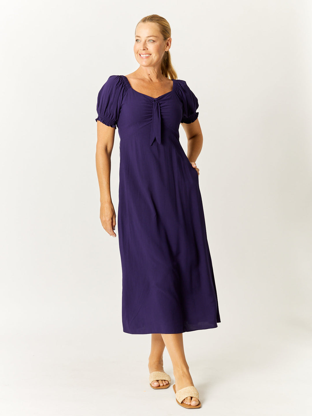 Core Tye Front Dress - Navy - 32771