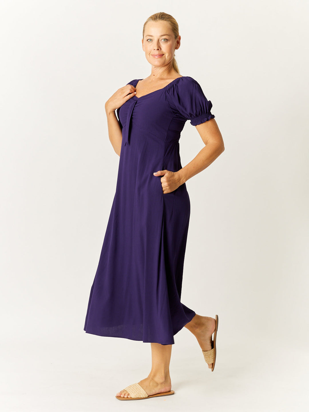 Core Tye Front Dress - Navy - 32771