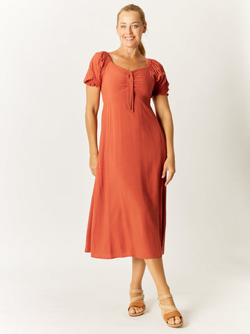 Core Tye Front Dress - Rust - 32771 - Luna Sky