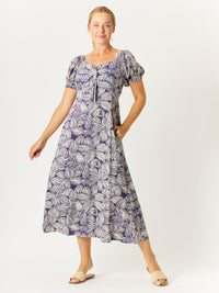 Sunshine Print Bow Dress - Navy print - 32752
