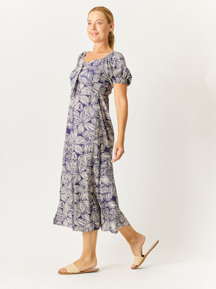 Sunshine Print Bow Dress - Navy print - 32752