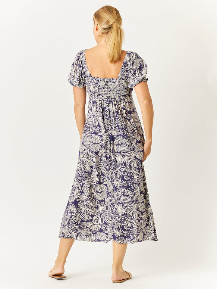 Sunshine Print Bow Dress - Navy print - 32752
