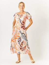 Sunshine Print Bow Dress - Pink - 32752