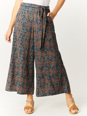 Venus Wide Print Pant - Petrol - 32754 - 