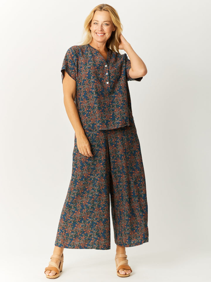 Venus Wide Print Pant - Petrol - 32754