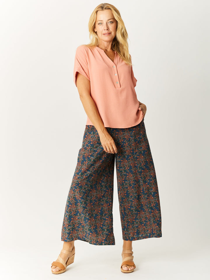 Venus Wide Print Pant - Petrol - 32754