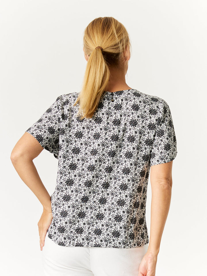 Vee Flutter Print Shirt -White/Black - 32765
